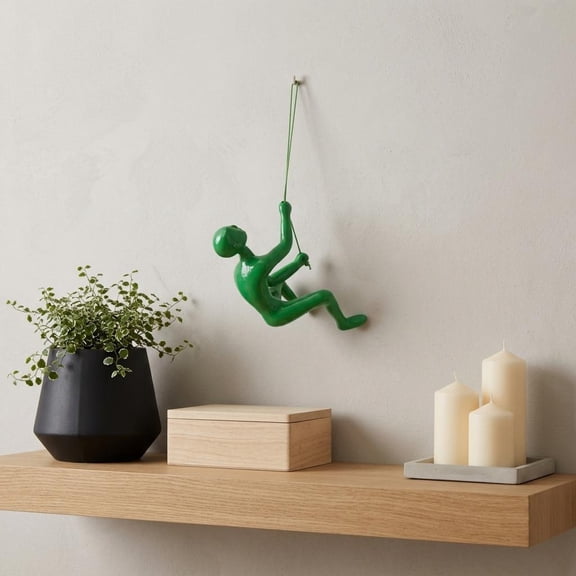 6" X 3" Green Resin Climbing Man Hanging Dimensional Sculpture