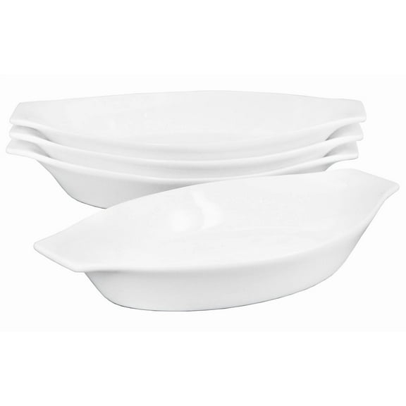 6" X 4" Ceramic Oval Small Au Gratin Baking Dishes 7 Oz  Set Of 4 Banana Split Oven And Microwave Safe For 1 Person Servings Bakeware With Handle(8.3 In) Kitchen Home