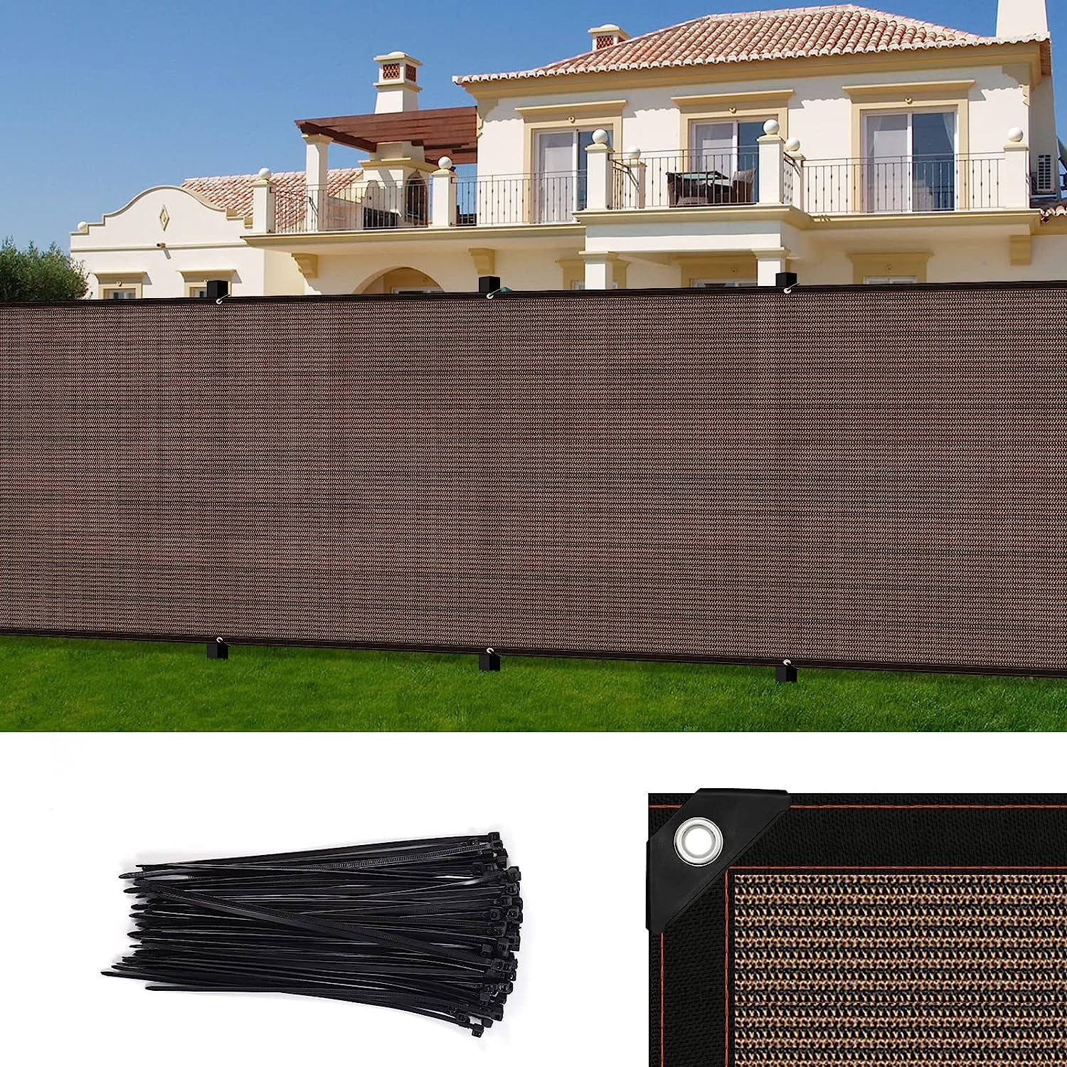 6' X 50' Fence Privacy Screen With Cable Zip Ties,90 Blockage Heavy