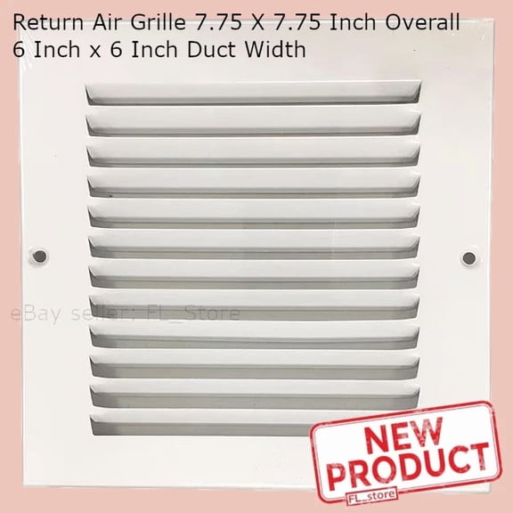 6 X 6" Duct Size Air Return Vent Cover Grille Steel Wall Sidewall Ceiling White