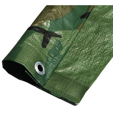 6' X 8' Jungle Green Camouflage Poly Tarp 8 Mil (Finished Size 5'.6 X 7'.6)