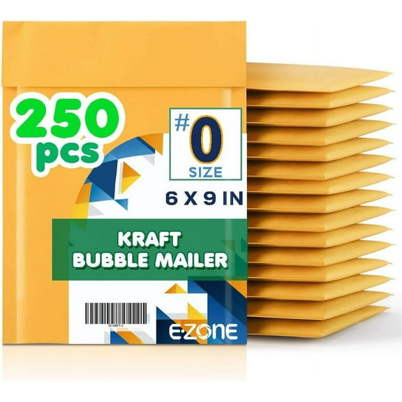 6 X 9 (250pcs) Kraft Bubble Padded Envelopes Shipping Mailers, 6x9 Inch Size #0 Kraft Bubble Mailers Padded Envelopes (250)