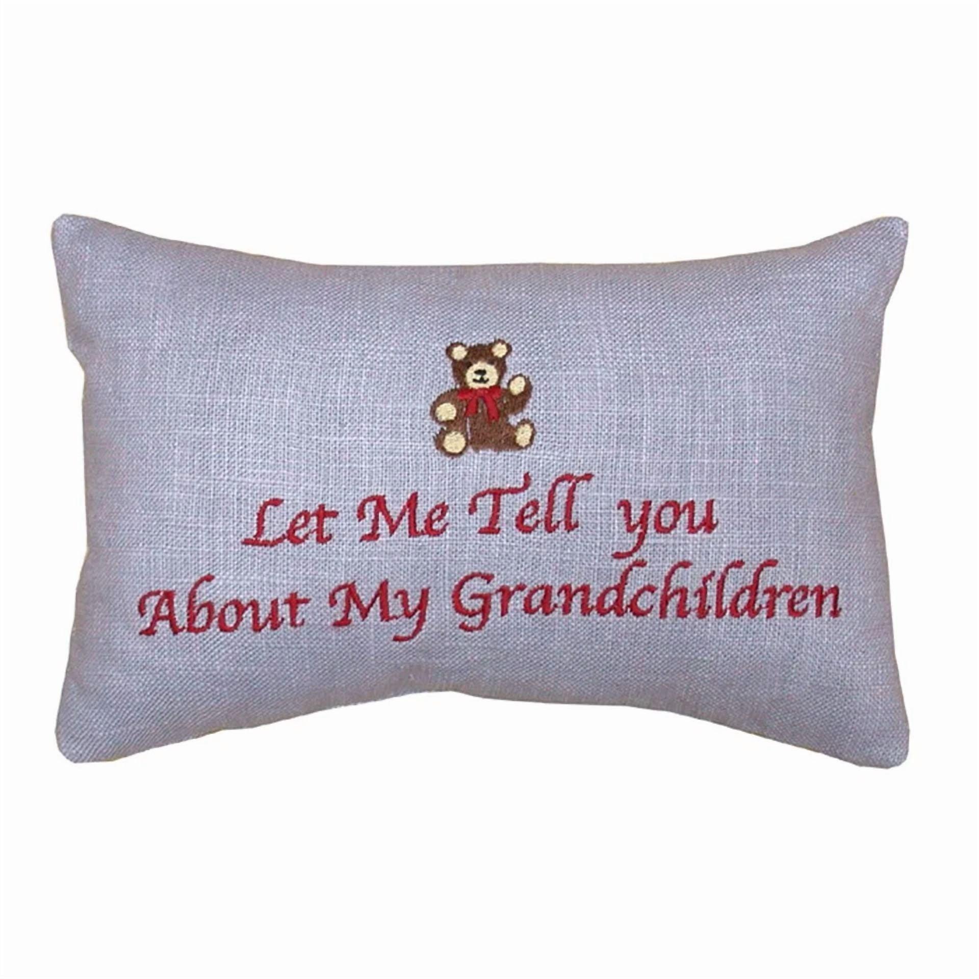6" X 9" Let Me Tell You About My Grandchildren Embroidered Throw Pillow