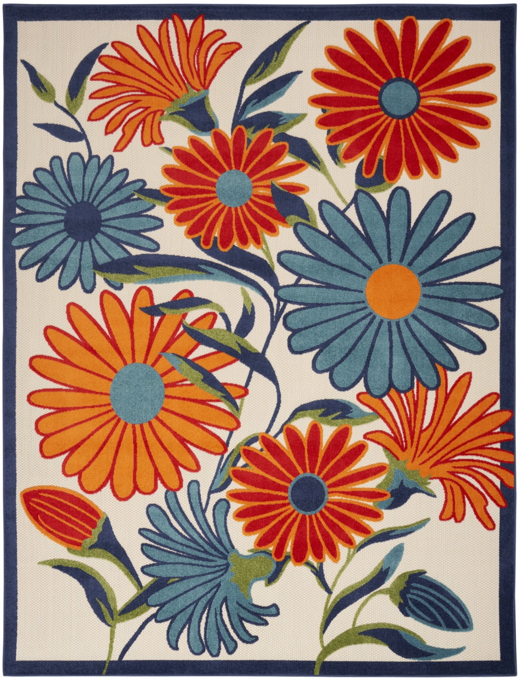 Festive Floral Multicolor Synthetic 6' x 9' Easy-Care Area Rug