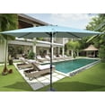 thumbnail image 1 of 6 X 9FT Patio Umbrella, Outdoor Waterproof Umbrella with Crank and Push Button Tilt without Flap for Garden Backyard Pool Swimming Pool Market, Frosty Green, 1 of 7