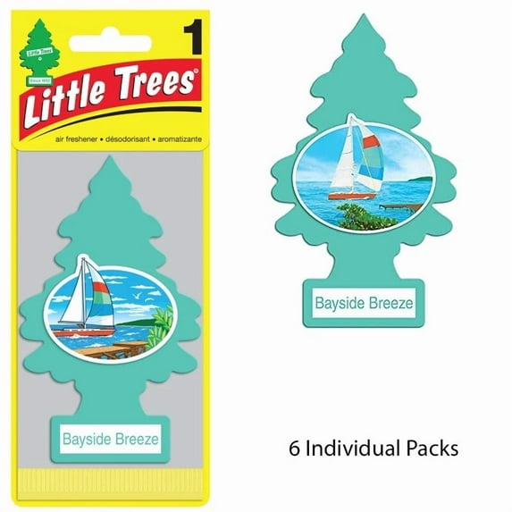 6 X Little Trees Bayside Breeze Scent Car And Home Hanging Air Fresheners