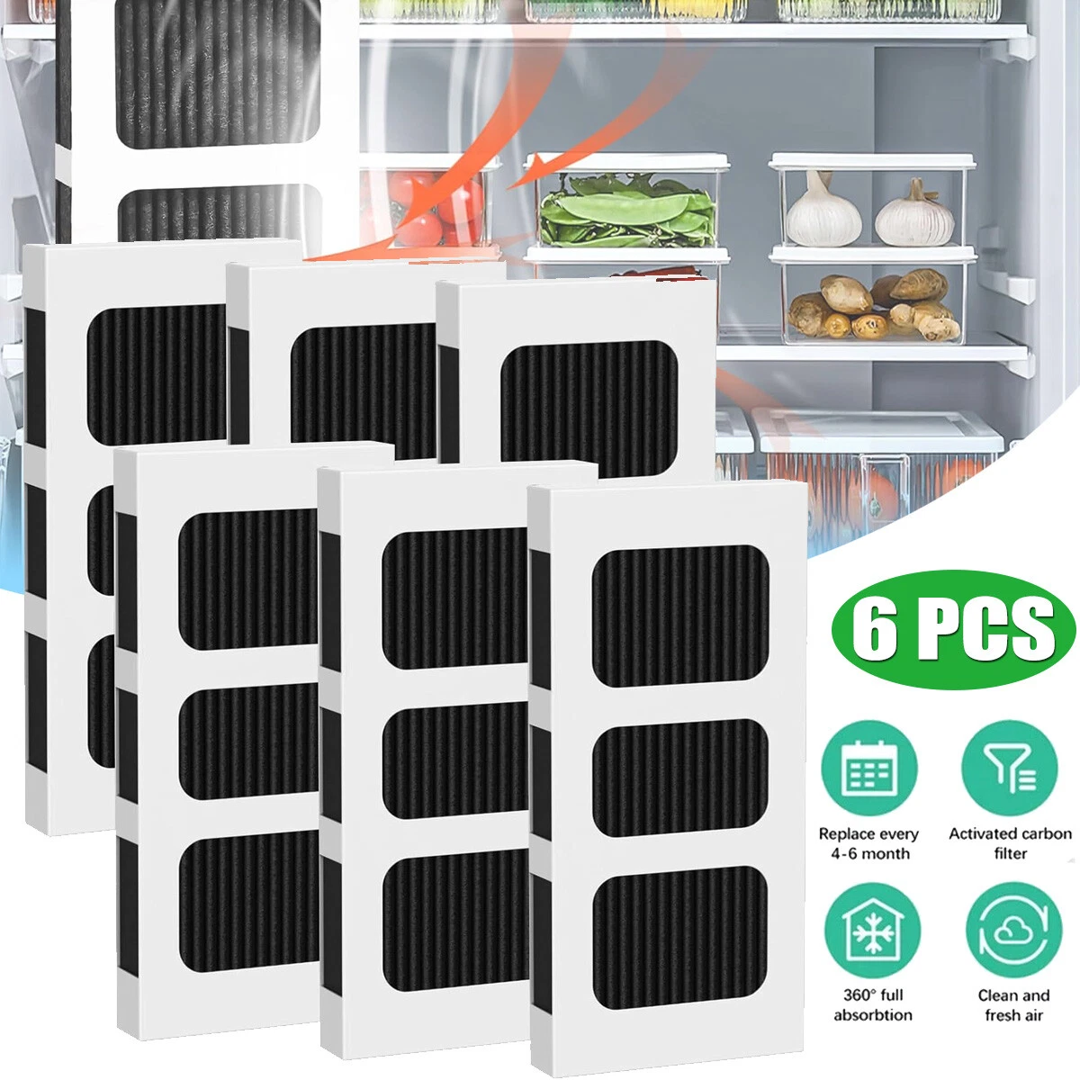 6 X Refrigerator Air Filter Replacement For Frigidaire Paultra2 Pureair Ultra Ii