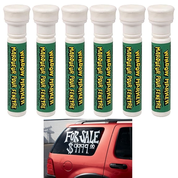 6 X Washable Window Markers White Paint Pens Glass Erasable Auto Tire Windshield