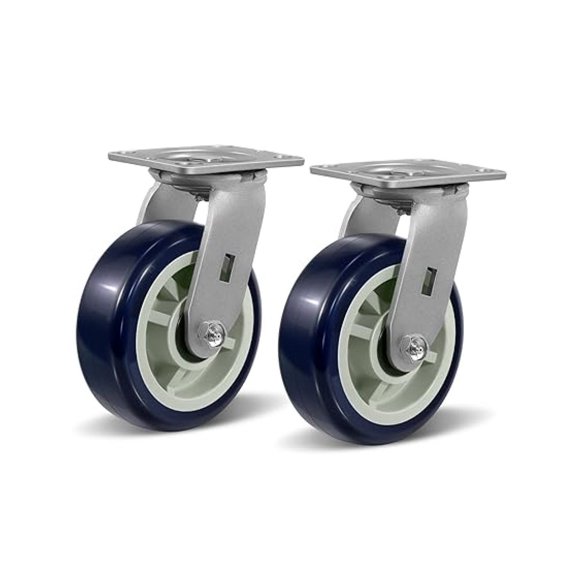 6"X2" Heavy Duty Industrial Casters,Polyurethane on Polypropylene Caster Wheels,Swivel Caster for Supermarket and Warehouse Flatbed Cart, 2000 lbs Capacity 2 Pack