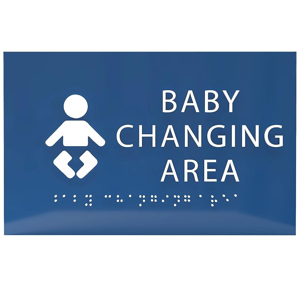  6" X4" Baby Changing Area Sign Tactile Grade 2 Braille Text Baby