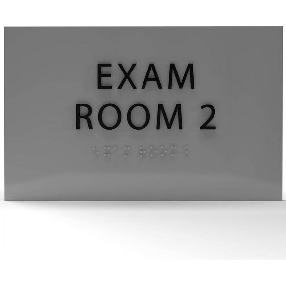 6" X4" Exam Room 2 Sign- Tactile Graphics Grade 2 Braille Text | Modern Utility Wall Mount ADA Compliant Plastic Signs For Schools, Offices, Businesses, Apartments & Restaurants