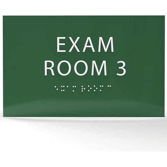 6" X4" Exam Room 3 Sign- Tactile Graphics Grade 2 Braille Text | Modern Utility Wall Mount ADA Compliant Plastic Signs For Schools, Offices, Businesses, Apartments & Restaurants