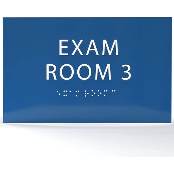 6" X4" Exam Room 3 Sign- Tactile Graphics Grade 2 Braille Text | Modern Utility Wall Mount ADA Compliant Plastic Signs For Schools, Offices, Businesses, Apartments & Restaurants