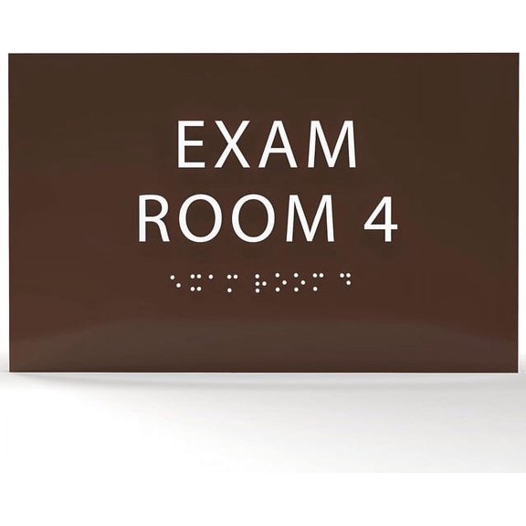 6" X4" Exam Room 4 Sign- Tactile Graphics Grade 2 Braille Text | Modern Utility Wall Mount ADA Compliant Plastic Signs For Schools, Offices, Businesses, Apartments & Restaurants