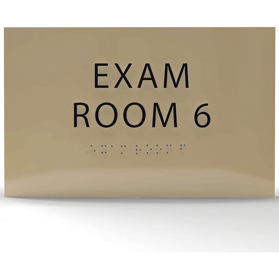 6" X4" Exam Room 6 Sign- Tactile Graphics Grade 2 Braille Text | Modern Utility Wall Mount ADA Compliant Plastic Signs For Schools, Offices, Businesses, Apartments & Restaurants