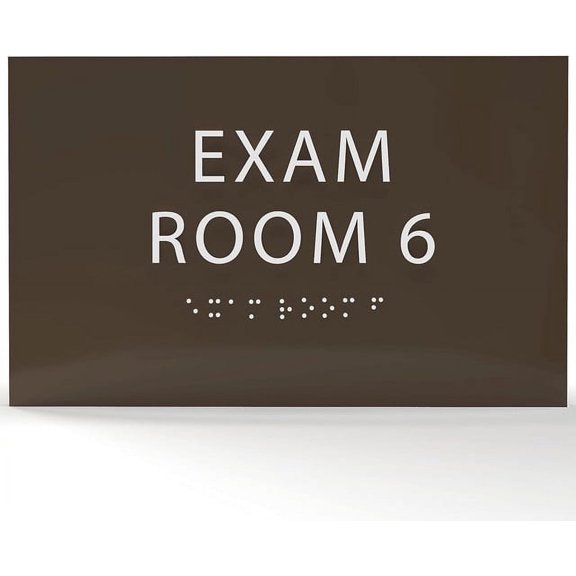 6" X4" Exam Room 6 Sign- Tactile Graphics Grade 2 Braille Text | Modern Utility Wall Mount ADA Compliant Plastic Signs For Schools, Offices, Businesses, Apartments & Restaurants