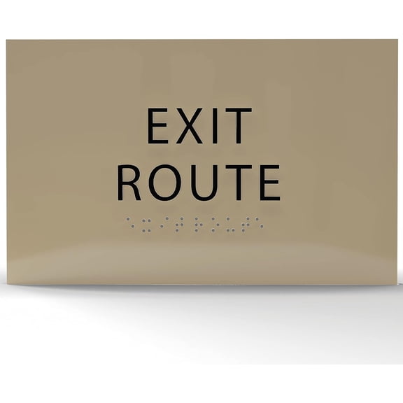 6" X4" Exit Route Sign- Tactile Graphics Grade 2 Braille Text | Modern Utility Wall Mount ADA Compliant Plastic Signs For Schools, Offices, Businesses, Apartments & Restaurants