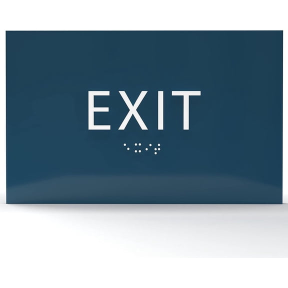 6"X4" Exit Sign - Tactile Graphics Grade 2 Braille Text | Modern Utility Wall Mount ADA Compliant Plastic Signs For Schools, Offices, Businesses, Apartments & Restaurants