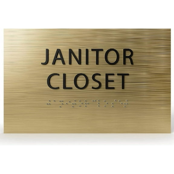 6" X4" Janitor Closet Sign - Tactile Graphics Grade 2 Braille Text Custodial Closet Sign| Utility Room ADA Compliant Wall Mount Plastic Signs For Hospital, Offices, Businesses & Apartments