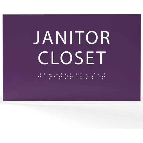 6" X4" Janitor Closet Sign - Tactile Graphics Grade 2 Braille Text Custodial Closet Sign| Utility Room ADA Compliant Wall Mount Plastic Signs For Hospital, Offices, Businesses & Apartments