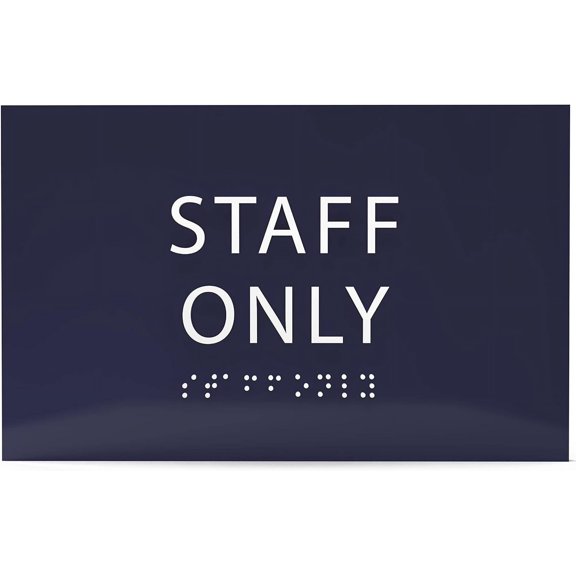 6" X4" Staff Only Sign- Tactile Graphics Grade 2 Braille Text | ADA Compliant Modern Utility Wall Mount Plastic Signs For Schools, Offices, Businesses, Apartments & Restaurants