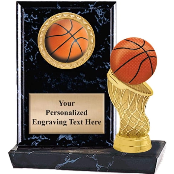 6"X6" Basketball Colorific Plaque Award, Basketball Ball Trophy with Custom Engraving