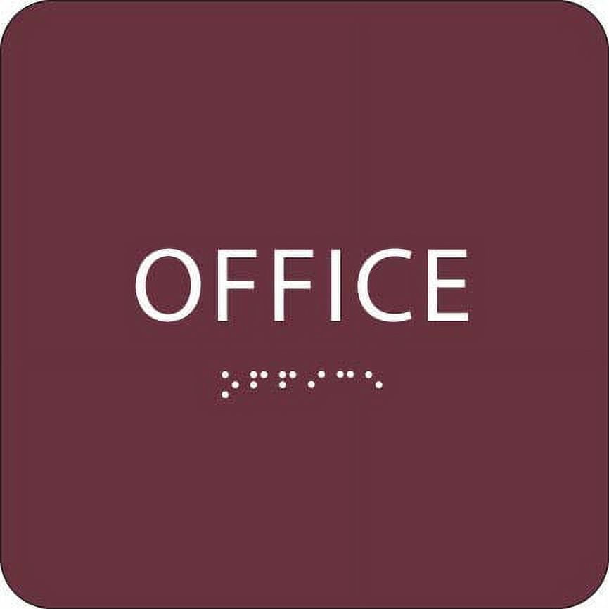  6" X6" Office Sign Compliant Tactile Grade 2 Braille Text Sign