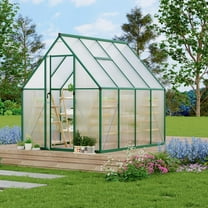 6'X7'  Greenhouse for Outdoors,Polycarbonate Greenhouse with Roof Vent,Large Aluminum Walk-in Green House for Outside Garden Backyard, Patio, Lawn,Quick Setup