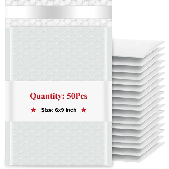 6"X9" Heavy-Duty Bubble Wrap Envelope Mailers with Sel Seal for Book Phone Pad Makeup to Moving and Storage Cushioning Made in US 50 Pcs