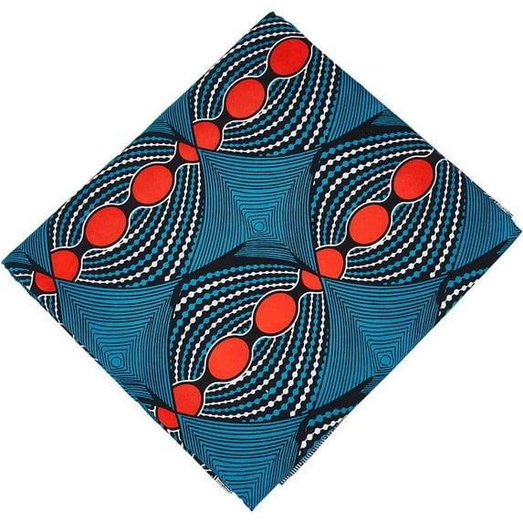 6 Yard Geometric Printed Polyester Fabric 44.8inch Wide African Polyester Wax Prints Fabric Sea Green Patchwork Kente Fabric Garment Accessories for Dress Costume Decor DIY Crafts