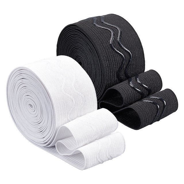 6 Yards 2 Colors Flat Non-Slip Polyester Elastic Band with Epoxy Resin Mixed Color 38mm about 3 yards/color for DIY