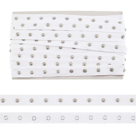 6 Yards(5.48m) Snap Button Tape 0.8" Wide White Sewing Snap Tape 1 Inch Sewing Fastener Metal Press Stud
