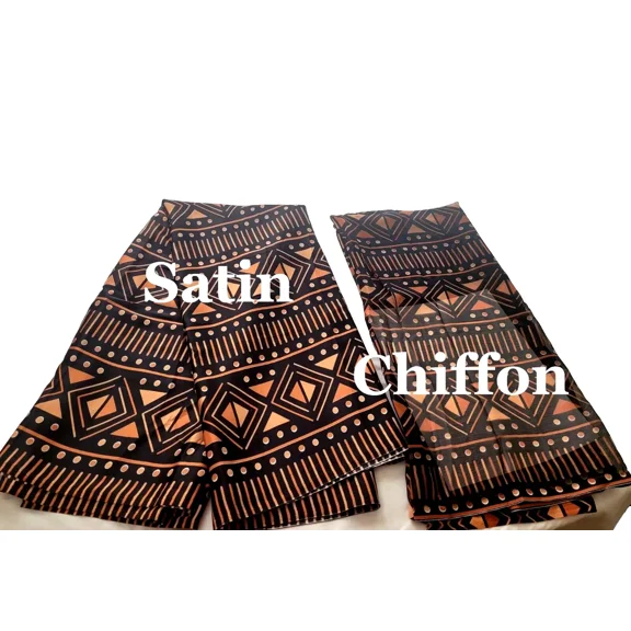 6 Yards African PBolgoian Ankara Wax Prints Fabric. Silk Satin & Chiffon