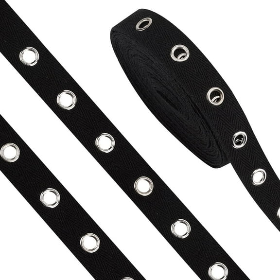 6 Yards Black Grommet Eyelet Tape 0.78 Inch Brass Metal Eyelet Trim Polyester Ribbon Strip for Sewing Garment Corset Shirt Shoes Dress Skirt Jacket Choker