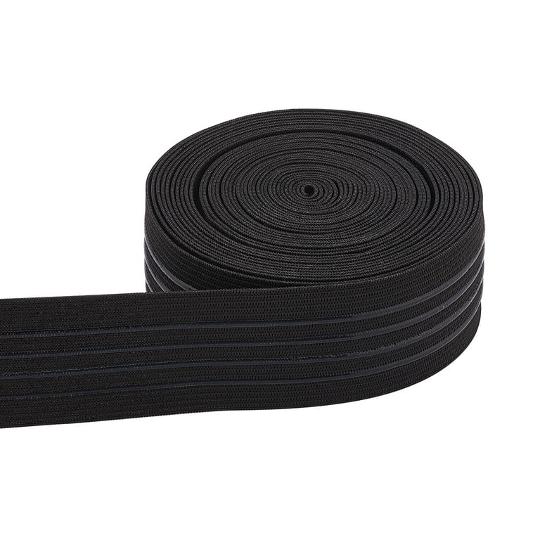 6 Yards Black Wide Non-Slip Elastic Band 37mm Straight Silicone Elastic  Gripper Band Flat Waistband for Garment Sewing Project 