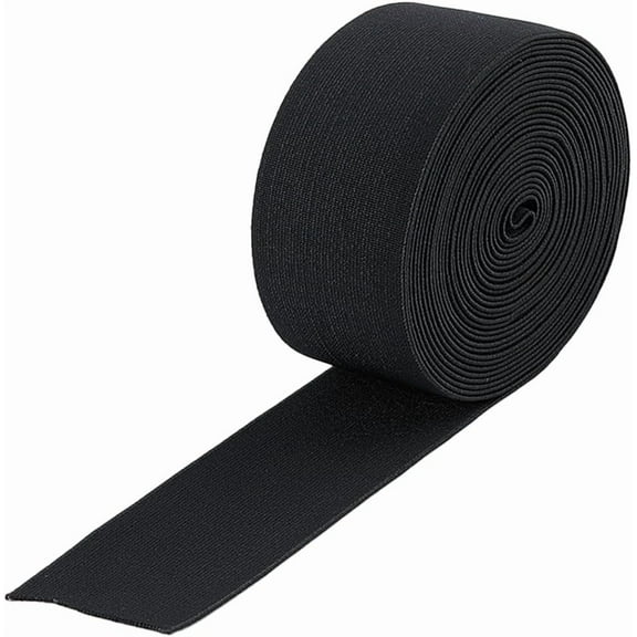 6 Yards Polyester Elastic Band Black Elastic Ribbon Knit Elasticity Tape 2 Inch Wide Sewing Strap for DIY Waistbands Pants Clothes and Crafts DIY