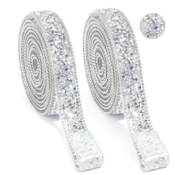 6 Yards Self Adhesive Rhinestone Strips,Resin Rhinestone Ribbon Self,Diamond Crystal Ribbon Roll,Glitter Bling Rhinestone Tape,Shiny Resin Diamond Belt,for DIY Crafting Art Projects Silver