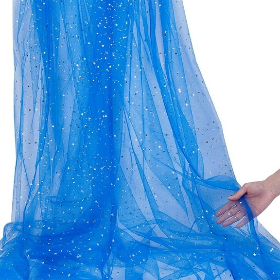 6 Yards Star Pattern Polyester Mesh Fabrics for DIY Craft Accessories Royal Blue 1500mm DIY