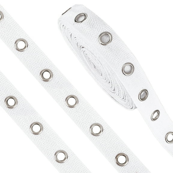 6 Yards White Grommet Eyelet Tape 0.78 Inch Brass Metal Eyelet Trim Polyester Ribbon Strip for Sewing Garment Corset Shirt Shoes Dress Skirt Jacket