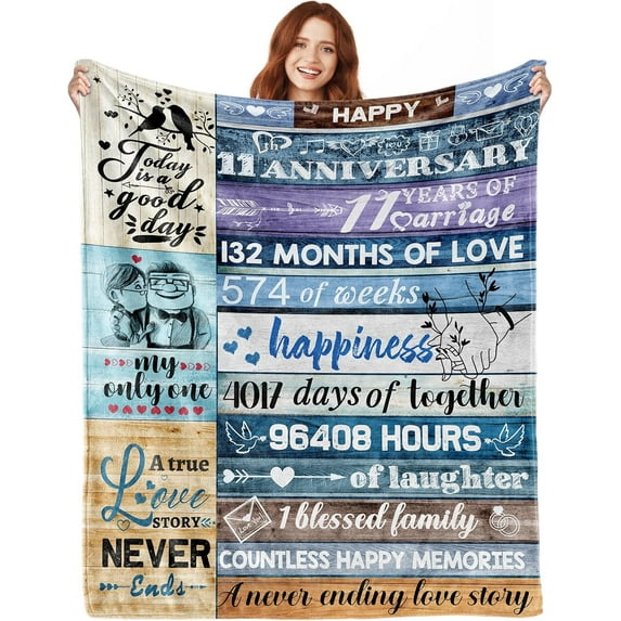 6 Year Anniversary Traditional Gifts for Her Him, 6th for Her, 6 Year Iron Anniversary Wedding Gift, Happy Anniversary Blanket Decorations Present for Women Men Couple