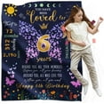 thumbnail image 1 of 6 Year Old Girl Birthday Gift Ideas, Birthday Gift for Six Year Old Girl Blanket, Best Presents for 6th Birthday Decorations, 50"x40" Happy 6th Birthday Throw Blanket, Butterfly, 1 of 6