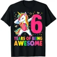 thumbnail image 1 of 6 Years Old Unicorn Dabbing 6Th Birthday Girl Unicorn Party Gift T-Shirt Unisex S-5XL Hot Trending Shirt, Vintage Birthday Gift, 1 of 3