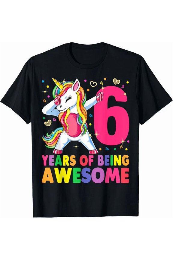 6 Years Old Unicorn Dabbing 6Th Birthday Girl Unicorn Party Gift Unisex T-Shirt