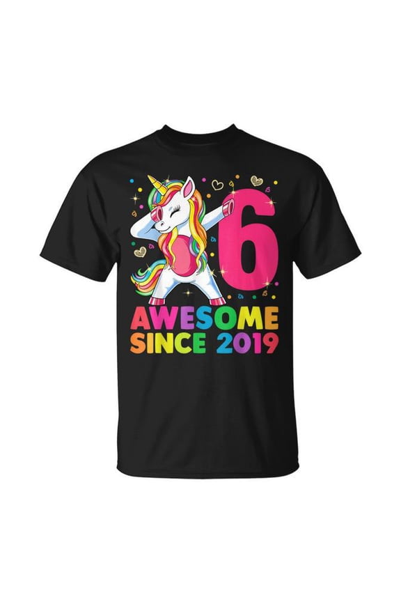 6 Years Old Unicorn Dabbing 6Th Birthday Girl Unicorn Party T-Shirt Size S-5XL