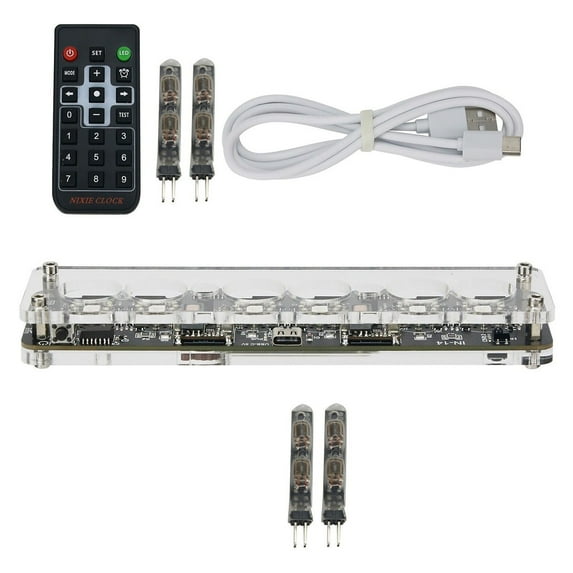 6-bit IN14 Glow Tube Clock Module Nixie Clock Audio Accessories Diy USB 5V With Backlight Clock Digital Plus 4 Small Lamp Tubes