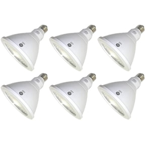 (6 bulbs) GE 92973 LED PAR38 Reflector Flood, 12 watts, 1050 lumens, 3000K Natural White, Dimmable, White