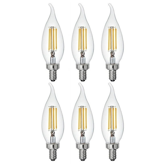 (6 bulbs) GE Lighting 32596 LED Chandelier CAC Light Bulb, Soft White, 300 lumens, 3.5 watt LED Light bulb, Dimmable