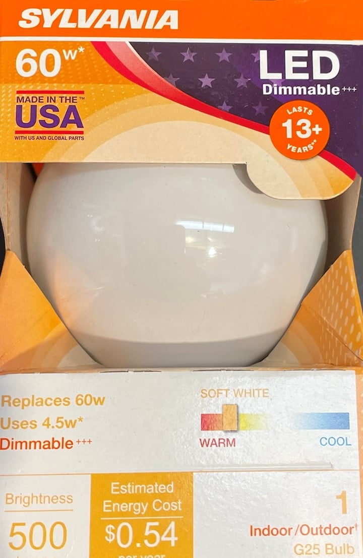 (6 bulbs) Sylvania 40472 LED Frosted Glass Globe, 60 watt equivalent