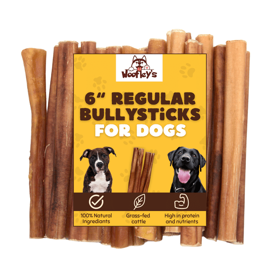 Woofleys 6-Inch Bully Sticks for Dogs, Regular Thickness, 40 Count