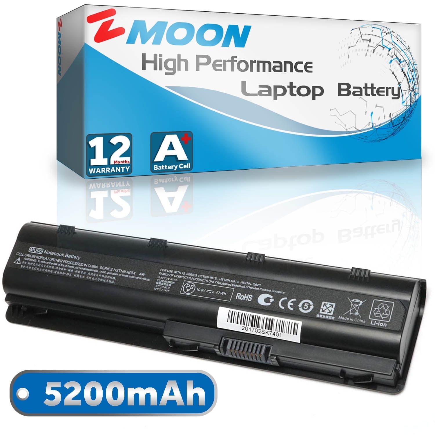 9-Cell 7800mAh Laptop Battery For HP Pavilion Dv6 Dv7 Dv5 G6 G7 Dm4 G72 - Replaces 593553-001, 588178-141, 593562-001